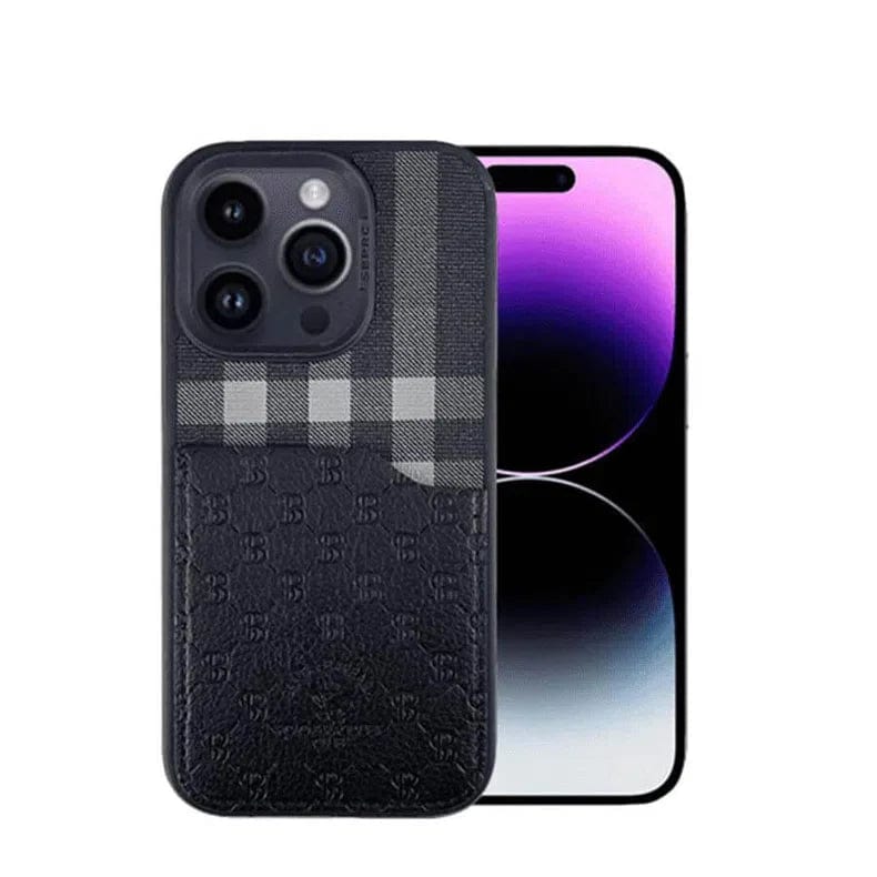 Santa Barbara Classic Plaid Series Phone Back Case for Apple iPhone iPhone 14 Pro Max / Black - Ktusu