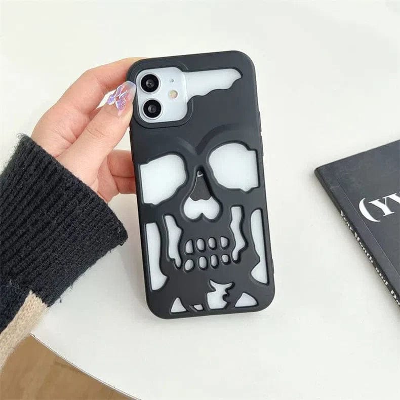 Hollow Skull Design Soft Phone Back Case for Apple iPhone iPhone 14 Pro Max / Black - Ktusu