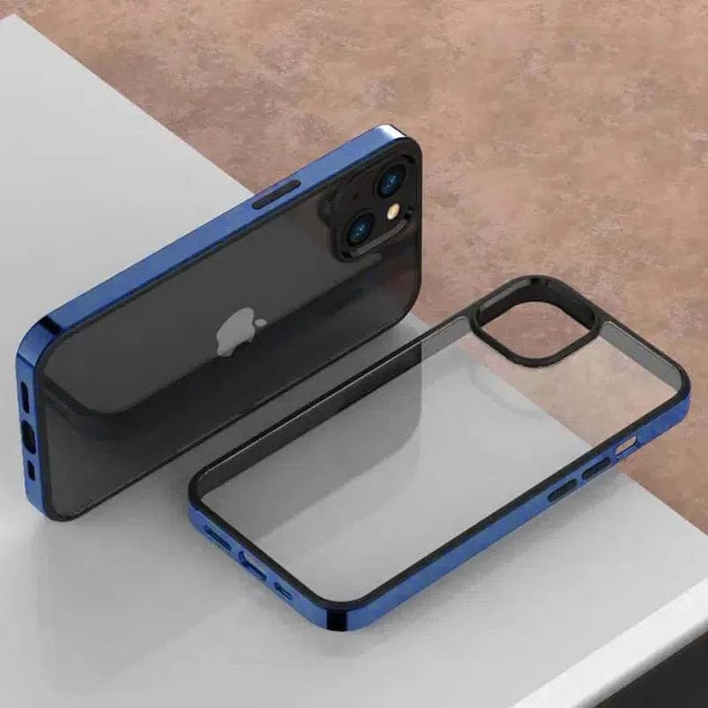 Square Electroplated Transparent Hard Phone Back Case for Apple iPhone iPhone 14 Pro Max / Blue - Ktusu