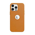 Leather Texture case with Logo Cut Hard Phone Back Case for Apple iPhone iPhone 14 Pro Max / Brown3 - Ktusu