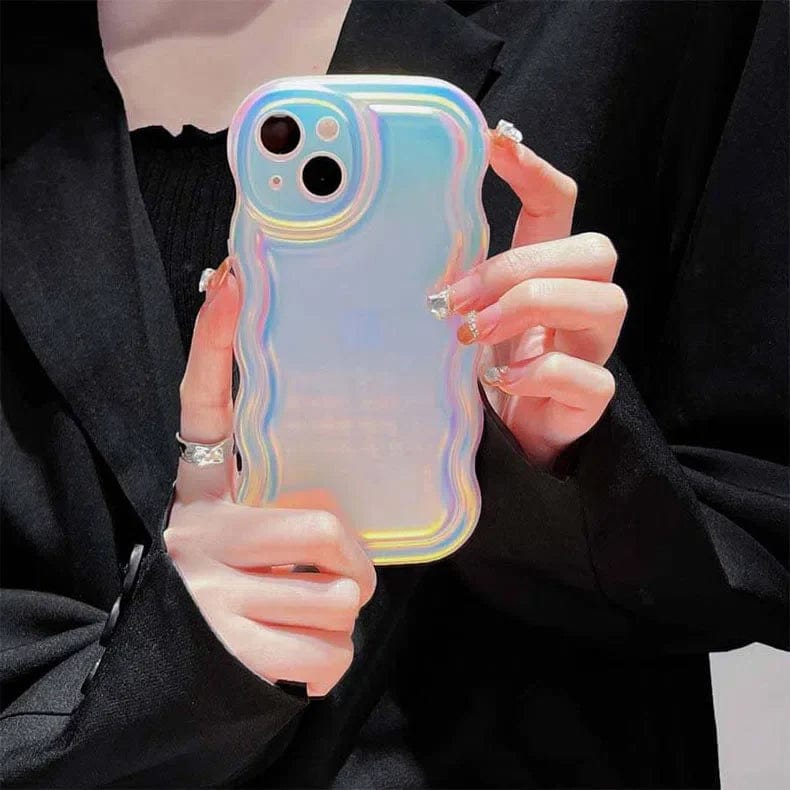 Reflective Shiny Wavy Edge Soft TPU Phone Back Case for Apple iPhone iPhone 14 Pro Max / Color Reflective - Ktusu