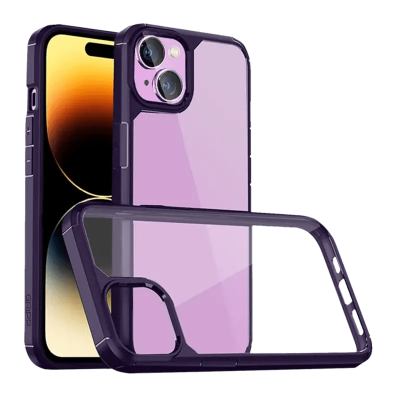 Military Style Transparent Hard Phone Back Case for Apple iPhone iPhone 14 Pro Max / Deep Purple - Ktusu