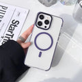 Strong Magnetic Transparent Support Magsafe Hard Case for Apple iPhone iPhone 14 Pro Max / Deep Purple / With MagSafe - Ktusu