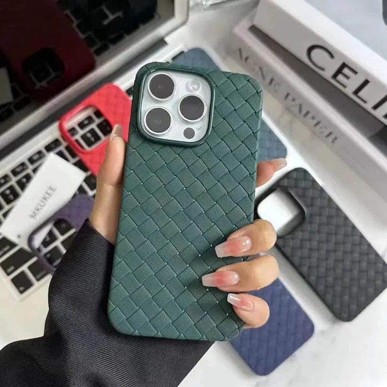 Luxury Weave Breathable Matte Silicone Soft Grid Phone Back Case for Apple iPhone iPhone 14 Pro Max / Green - Ktusu