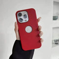 Leather Texture case with Logo Cut Hard Phone Back Case for Apple iPhone iPhone 14 Pro Max / Red - Ktusu