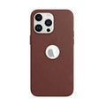 Leather Texture case with Logo Cut Hard Phone Back Case for Apple iPhone iPhone 14 Pro Max / Tan Brown - Ktusu