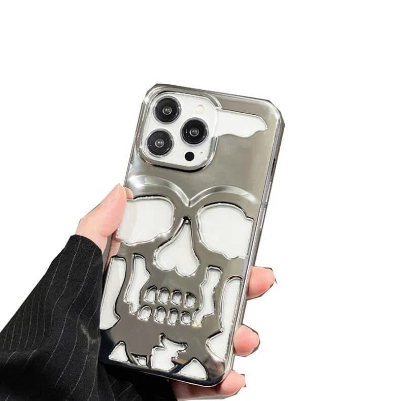 Hollow Skull Design Soft Phone Back Case for Apple iPhone iPhone 14 / Silver - Ktusu