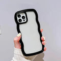 Wavy Edge Soft TPU Dual Layer Phone Back Case for Apple iPhone iPhone 15 Pro Max / Black - Ktusu