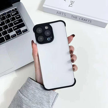 Real Bare Corner Pad Bordeless TPU Camera Lens Protection Phone Case for Apple iPhone iPhone 15 Pro Max / Black - Ktusu