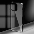 iShock Ultra Thin Transparent Shiny Metallic Looking Bumper Phone Back Case for Apple iPhone iPhone 15 Pro Max / Black - Ktusu