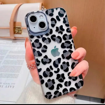 Mikalen Cheetah Print Soft Edge Hard Phone Back Case for Apple iPhone iPhone 15 Pro Max / Black - Ktusu