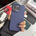 Luxury Weave Breathable Matte Silicone Soft Grid Phone Back Case for Apple iPhone iPhone 15 Pro Max / Blue - Ktusu