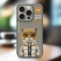 Nimmy 3D Embroided Hard Phone Back Case for Apple iPhone iPhone 15 Pro Max / Cat Grey - Ktusu