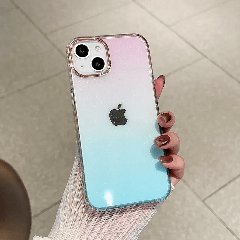 Fashion Bling Glitter Translucent Phone Back Case for Apple iPhone iPhone 15 Pro Max / Gradient Blue - Ktusu