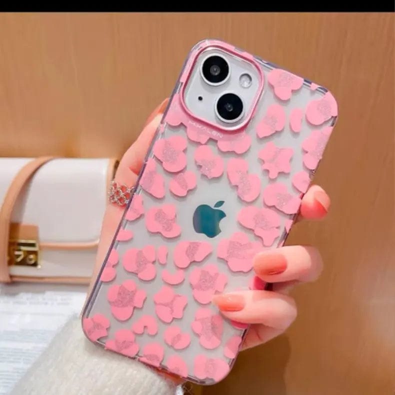 Mikalen Cheetah Print Soft Edge Hard Phone Back Case for Apple iPhone iPhone 15 Pro Max / Pink - Ktusu