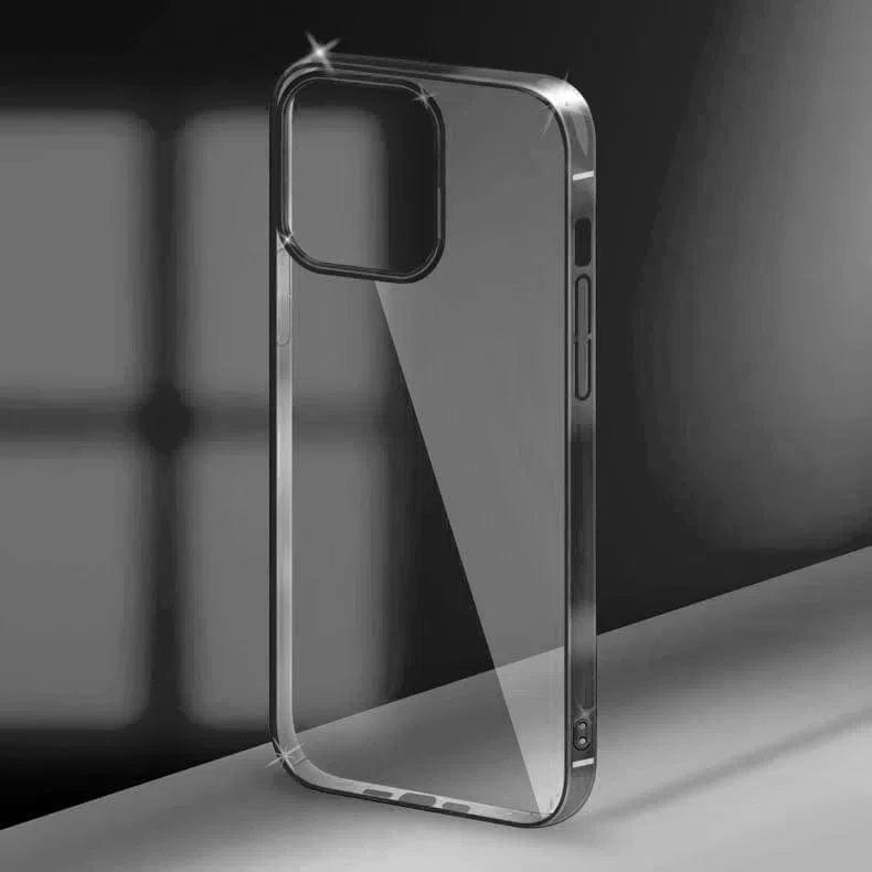 iShock Ultra Thin Transparent Shiny Metallic Looking Bumper Phone Back Case for Apple iPhone iPhone 15 Pro / Titanium Black - Ktusu