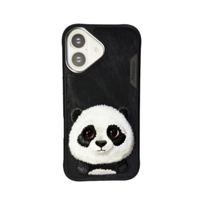 Nimmy 3D Embroided Hard Phone Back Case for Apple iPhone iPhone 16 / Black Panda - Ktusu