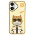 Nimmy 3D Embroided Hard Phone Back Case for Apple iPhone iPhone 16 / Cool Cat - Ktusu