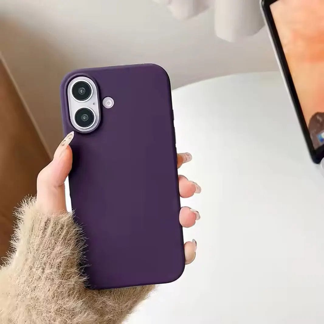 Liquid Silicone Microfiber Slim Soft Touch Phone Back Case for Apple iPhone 16 Seris iPhone 16 / Deep Violet - Ktusu