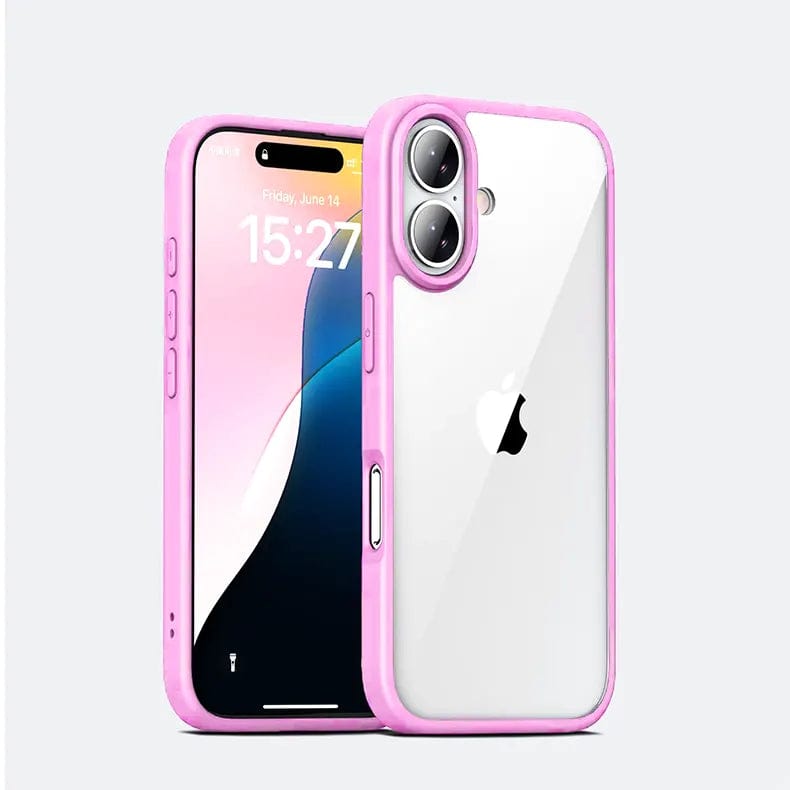 Ultra Crystal Clear Matte Bumper Phone Back Case for Apple iPhone iPhone 16 Plus / Pink - Ktusu