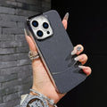 Frameless Shiny Hard Fabric Phone Back Case Cover for iPhone iPhone 16 Pro Max / Black - Ktusu