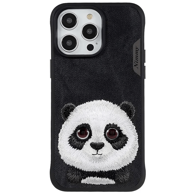 Nimmy 3D Embroided Hard Phone Back Case for Apple iPhone iPhone 16 Pro Max / Black Panda - Ktusu