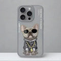 Nimmy 3D Embroided Hard Phone Back Case for Apple iPhone iPhone 16 Pro Max / Bull Dog Grey - Ktusu