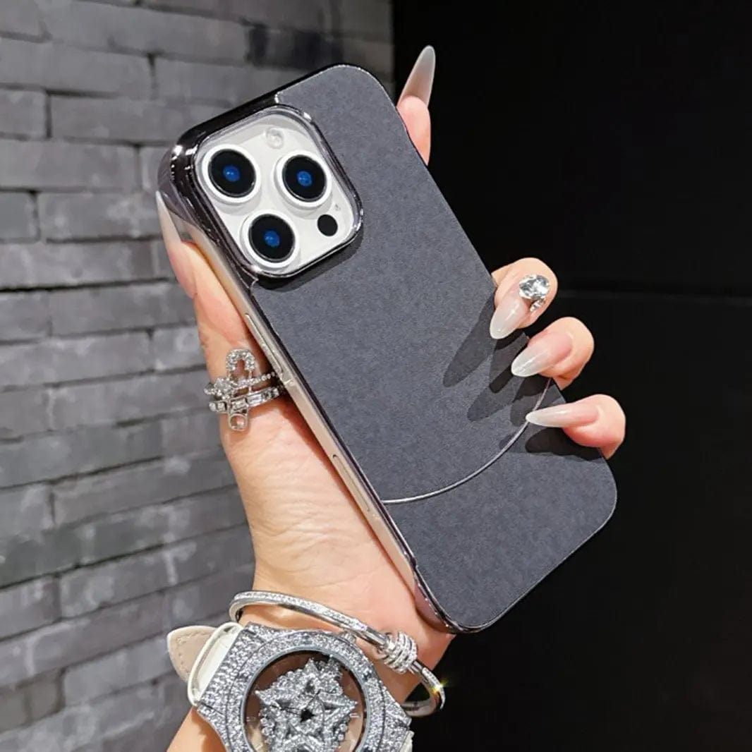 Frameless Shiny Hard Fabric Phone Back Case Cover for iPhone iPhone 16 Pro Max / Dark Grey - Ktusu