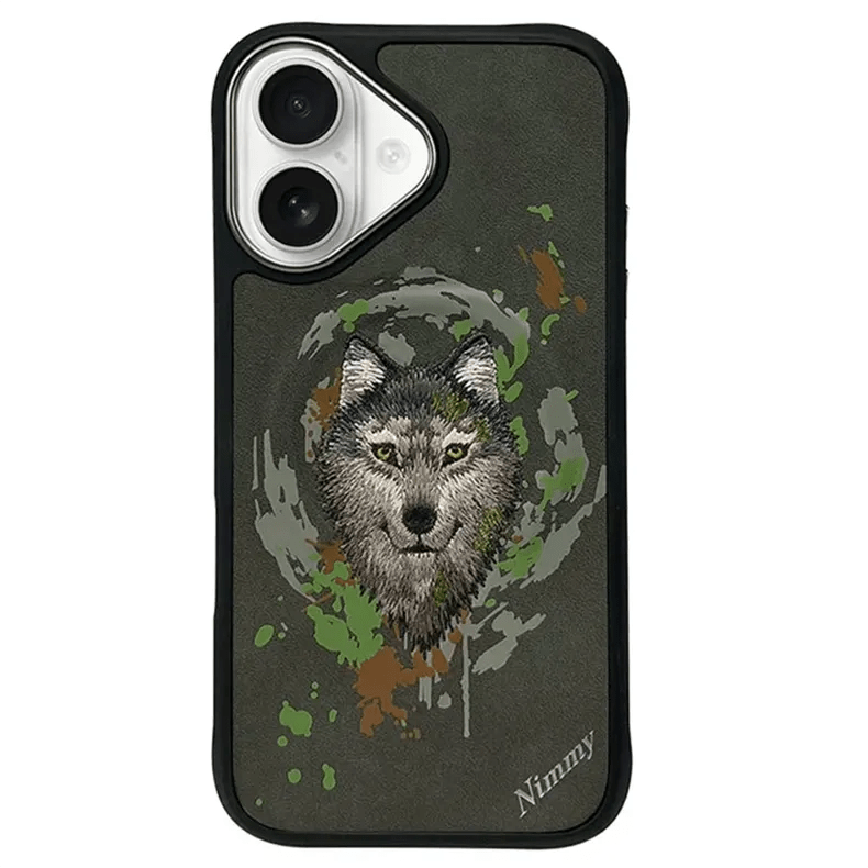 Nimmy 3D Embroided Hard Phone Back Case for Apple iPhone iPhone 16 Pro Max / Wolf - Ktusu