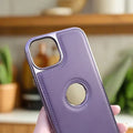 iShock Leather Chrome Electroplating Frame Phone Back Case with Logo Cut for Apple iPhone - Ktusu