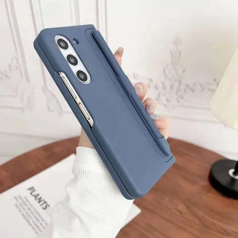 Soft Touch Coating Standing Phone Back Case With Pen for Samsung Galaxy Z Fold - Ktusu