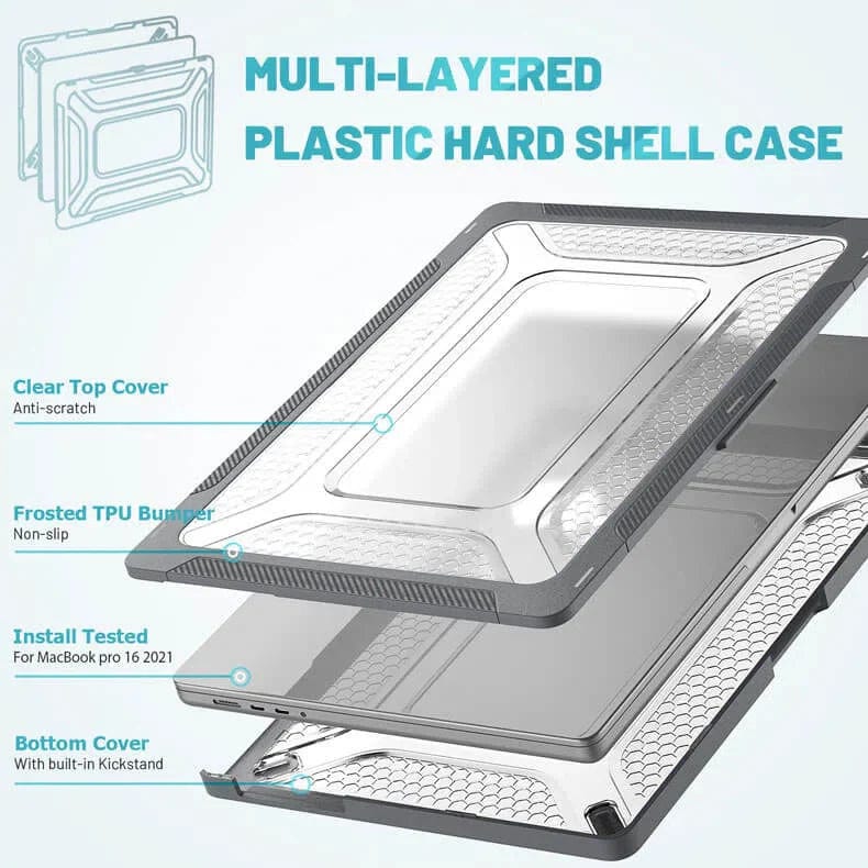 Honeycomb Heavy Duty Fold Kickstand with TPU Bumper Hard Case for MacBook - Ktusu