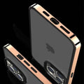 Square Electroplated Transparent Hard Phone Back Case for Apple iPhone - Ktusu