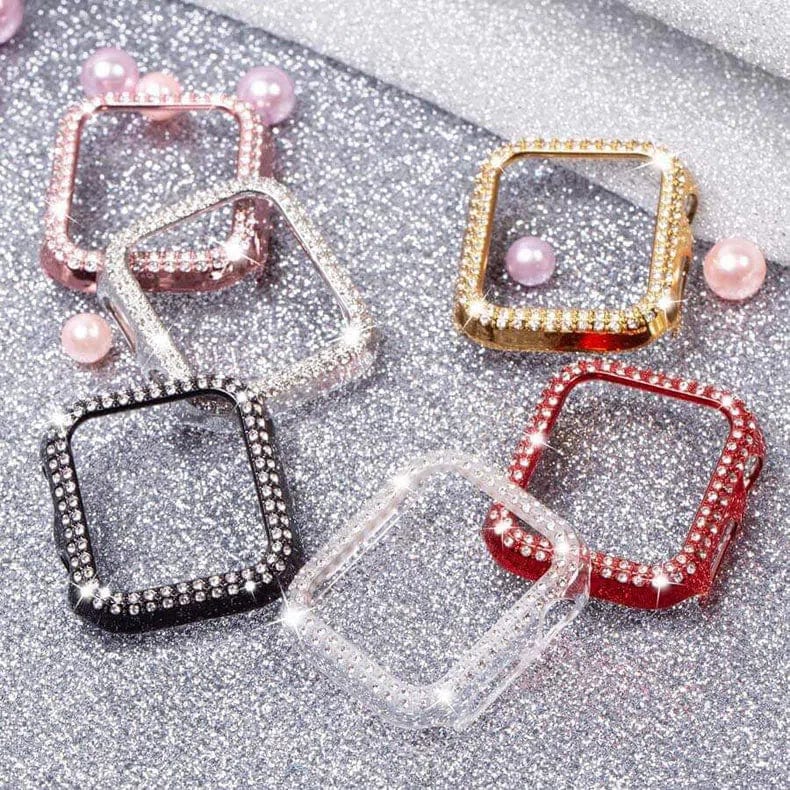 Dual Rhinestone Frame Hard Slim 360 Degree Body Bumper for iWatch - Ktusu