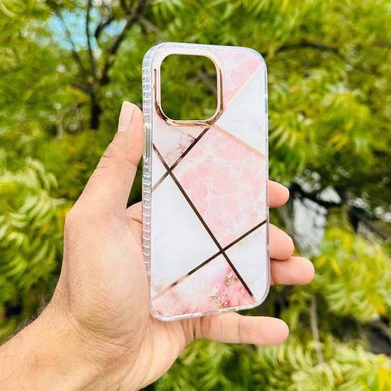 TPU Soft Edge Glossy Marble Texture Hard Phone Back Case for Apple iPhone - Ktusu