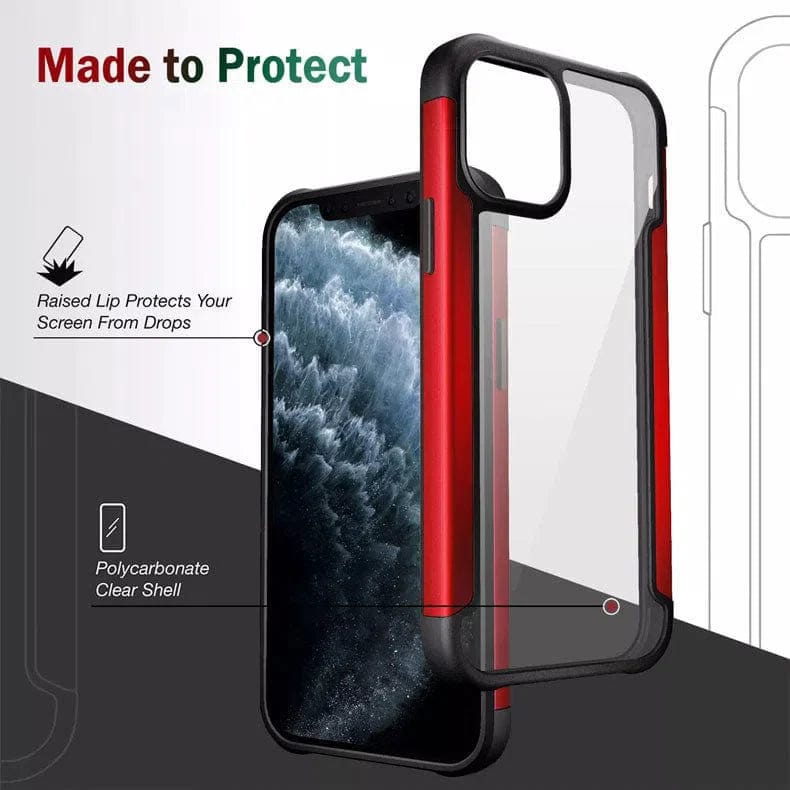 Aluminum Alloy Metal Edge Transparent Phone Back Case for Apple iPhone - Ktusu