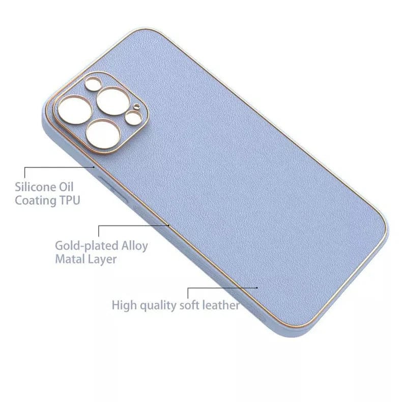 Electroplating Leather Texture TPU Edge Hard Phone Back Case for Apple iPhone - Ktusu