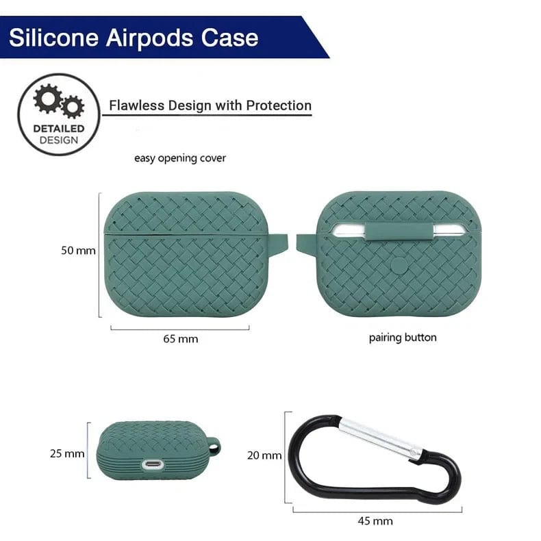 Woven Pattern Silicone Soft Case for Apple Airpods - Ktusu