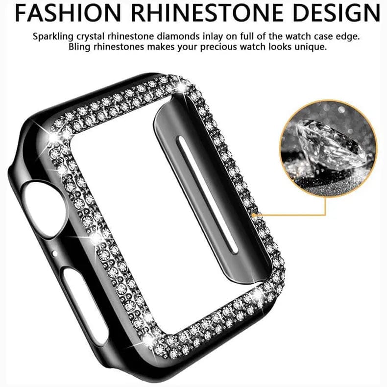 Dual Rhinestone Frame Hard Slim 360 Degree Body Bumper for iWatch - Ktusu