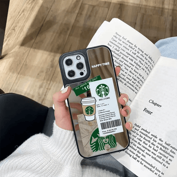 Starbucks Print Mirror Acrylic Glass Hard Phone Back Case for Apple iPhone - Ktusu