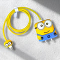 3D Silicone Case Cover for Apple Charger 18-20W with Spiral Cable Minion - Ktusu