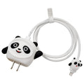 3D Silicone Case Cover for Apple Charger 18-20W with Spiral Cable Panda - Ktusu