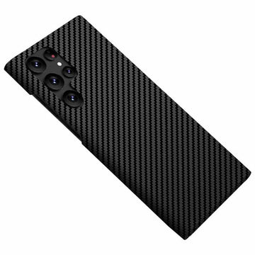 Carbon Fiber Texture Soft Coating Hard Phone Back Case for Samsung Galaxy Samsung S23 / Black - Ktusu