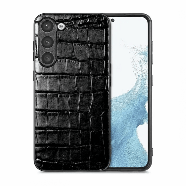 Crocodile Leather Texture hard Phone Back Case for Samsung Galaxy Samsung S23 Plus / Black - Ktusu