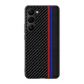 Slim Carbon Fiber + Leather Texture Hard Phone Case for Samsung Galaxy Samsung S23 Plus / Red Blue - Ktusu