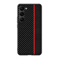 Slim Carbon Fiber + Leather Texture Hard Phone Case for Samsung Galaxy Samsung S23 Plus / Red - Ktusu