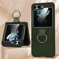 Ribbon Metal Ring Holder matte finish Hard Phone Back Case for Samsung Galaxy Z Flip Samsung Z Flip5 / Green - Ktusu