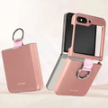 Ribbon Metal Ring Holder matte finish Hard Phone Back Case for Samsung Galaxy Z Flip Samsung Z Flip5 / Peach - Ktusu