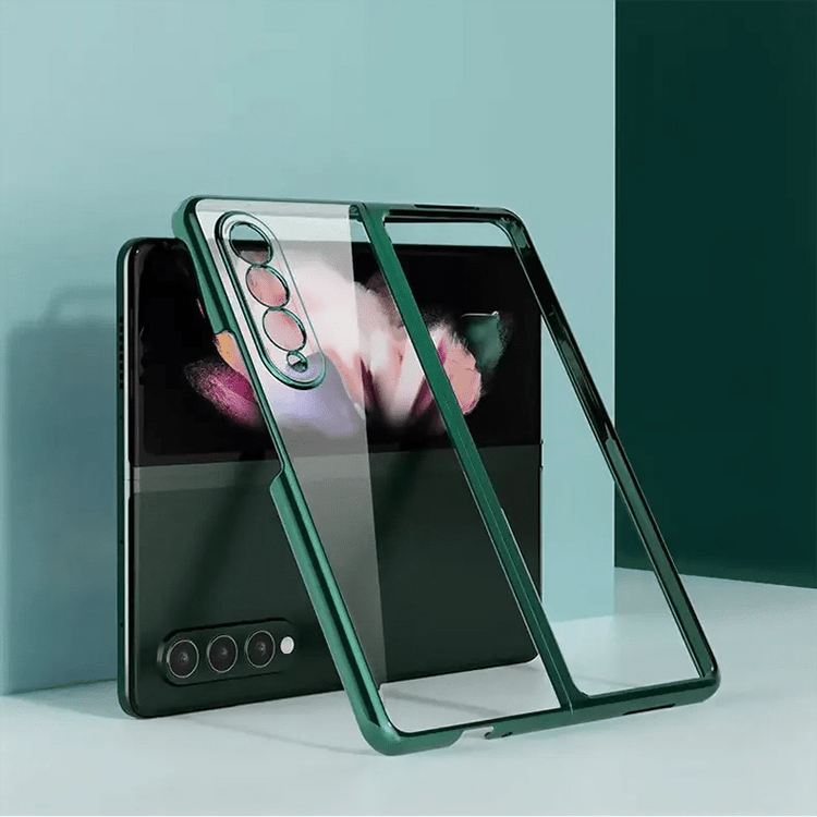 Electroplating Camera Protective Frame Transparent Phone Case for Samsung Galaxy Z Fold Samsung Z Fold4 / Green - Ktusu