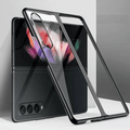 Full Electroplating Frame Transparent clear Hard Phone Back Case for Samsung Galaxy Z Fold Samsung Z Fold5 / Black - Ktusu